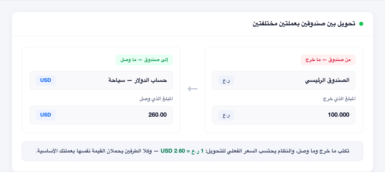 تحويل بين صندوقين
